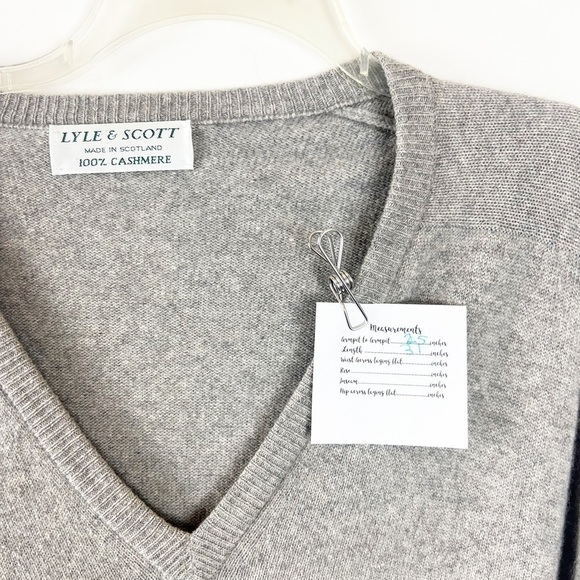 LYLE & SCOTT 100% Cashmere V Neck Sweater Grey - Picture 4 of 5
